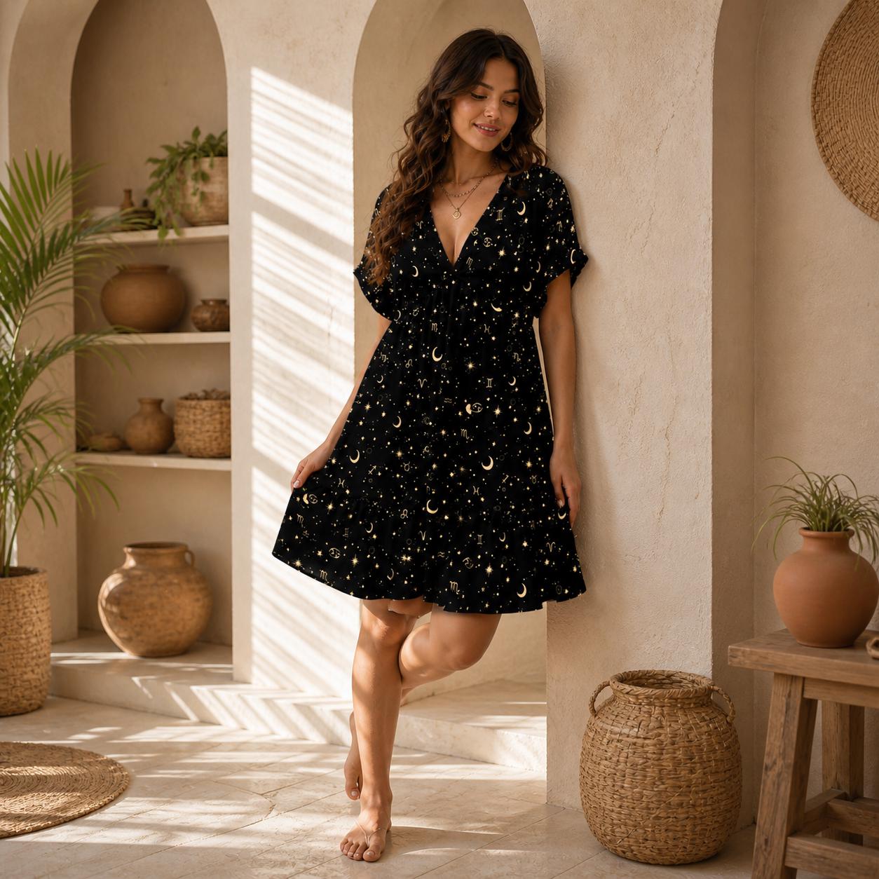 knee length dresses for ladies Celestial" Embellished Mini Dress  Millie Modelli