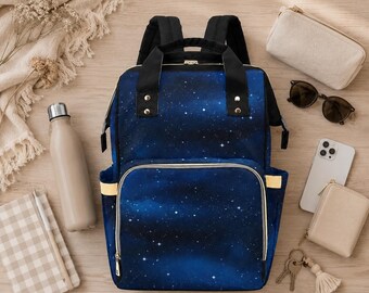 Mochila para fraldas Galaxy, Bolsa Celestial para Mamães, Organizador de Viagem para Bebês Noite Estrelada