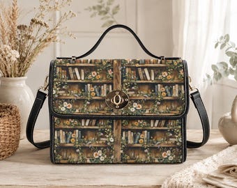 Vintage Bücherregal Cottagecore Handtasche