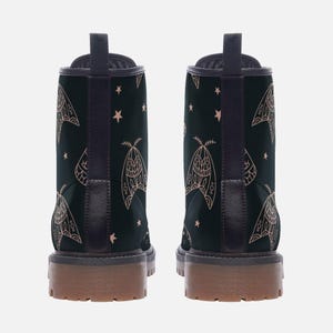 Line Art Moth Boots, Celestial Insect Lace Up Shoes, Mystical Starry Pattern Footwear image 15