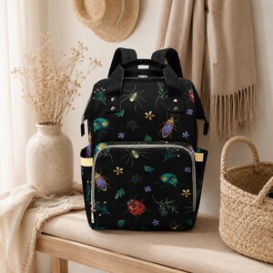 Dark Insect Backpack, Gothic Diaper Bag, Creepy Nylon Organizer for Moms image 3