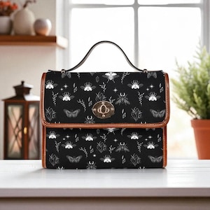 Moth and Beetle Print, Celestial Goth Purse, Dark Forest Insect Pattern, Witchy Bug Aesthetic Bag, Mystical Night Crossbody,Occult Gift Idea