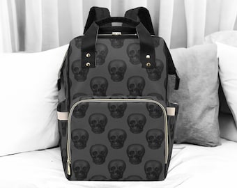 Baby Goth Skull Diaper Nappy Bag Goth Baby Bag Goth Backpack Goth Purse Goth Baby Stuff Gothic Baby Stuff Horror Spooky Nursery Skull Baby