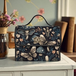 Mushroom Fairy Bag, Butterfly Forest Purse, Gothic Cottagecore Bag, Enchanted Mushroom Print, Fairycore Crossbody, Woodland Aesthetic Gift