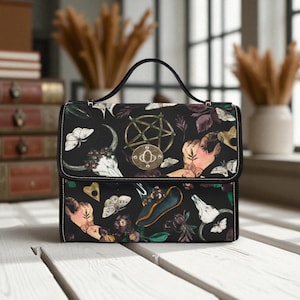 Pentagram Witchy Print, Mystical Hand Pattern Purse, Dark Forest Aesthetic Bag, Occult Crossbody, Gothic Nature Gift, Witchcore Accessory