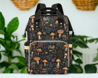 Boho Pilze Windeltasche, Mushroomcore Windelrucksack, Hippie Mama Baby Tasche, Witchy Windeltasche, Botanische Babytasche, Goblincore Baby Geschenke