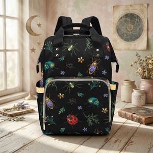 Dark Insect Backpack, Gothic Diaper Bag, Creepy Nylon Organizer for Moms image 2