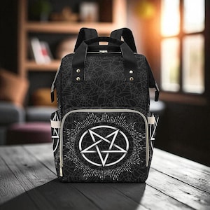 Pentagramm Rucksack, okkulter Rucksack, magisches Festival Windeltasche, magischer Beutel, zauberhaftes okkultes Hexenmama Geschenk