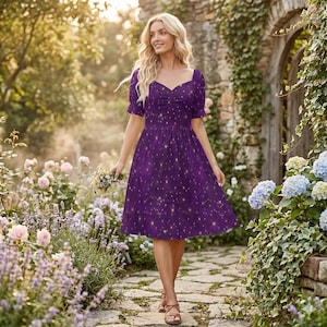 fitted lace wedding dress Purple Fit And Flare Dress Long Sleeve Mini main image 0