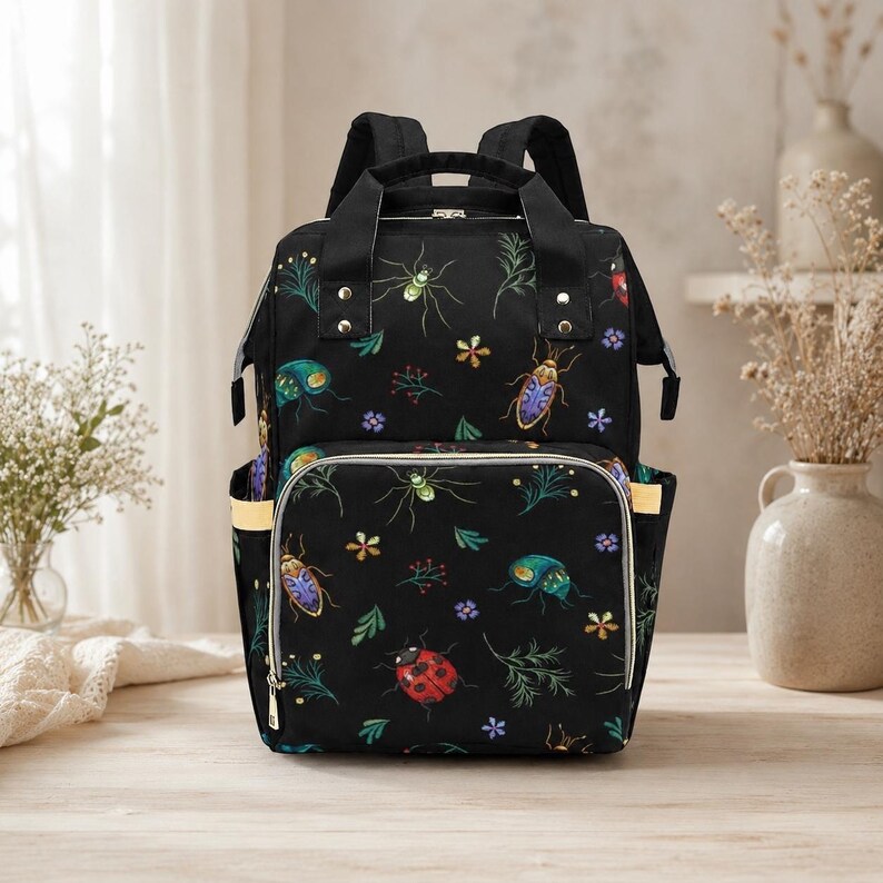 Dark Insect Backpack, Gothic Diaper Bag, Creepy Nylon Organizer for Moms image 4