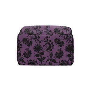 Mochila cambiador con estampado damasco morado, bolso de viaje estilo bruja gótica para mamás. imagen 9