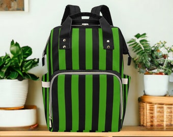 Baby Goth Striped Diaper Nappy Bag Goth Baby Bag Goth Backpack Goth Purse Goth Baby Stuff Gothic Baby Stuff Horror Spooky Nursery Skull Baby