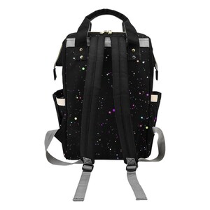 Confetti Diaper Backpack, Rainbow Speckle Baby Bag, Multicolor Mom Travel Nappy Bag image 8