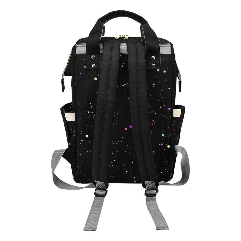 Confetti Diaper Backpack, Rainbow Speckle Baby Bag, Multicolor Mom Travel Nappy Bag image 8