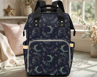 Diaper Bag Backpack, Celestial Moon Baby Travel Bag, Nursery Organizer for Moms