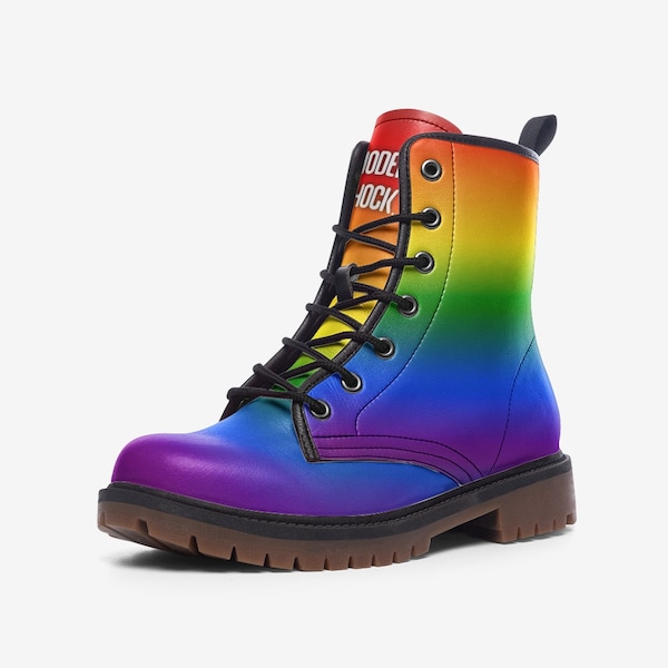 Rainbow Pride Boots, LGBTQ Rainbow Combat Boots, Pride Boots, LGBTQ Pride Parade Boots, Unisex Rainbow Boots, Rainbowcore, Gay Pride Flag