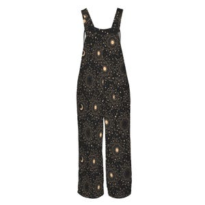 Celestial Moon Sun Wide Leg Jumpsuit, Boho Astrology Print Dungarees, Festival Travel Outfit image 13