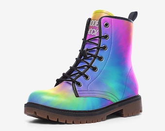 Rainbow Pride Boots, LGBTQ Rainbow Combat Boots, Pride Boots, LGBTQ Pride Parade Boots, Unisex Rainbow Boots, Rainbowcore, Gay Pride Flag