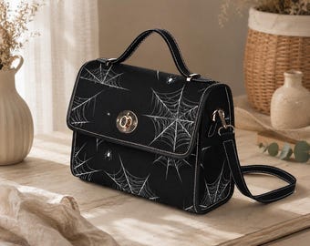 Spinnennetz Crossbody Tasche, Gothic Halloween Geldbörse, Witchy Web Satchel, Wasserdichte Canvas Tasche
