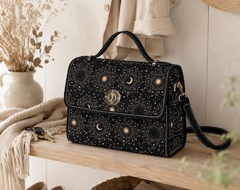 Astrology Moon Sun Satchel, Celestial Witchy Bag, Occult Star Purse