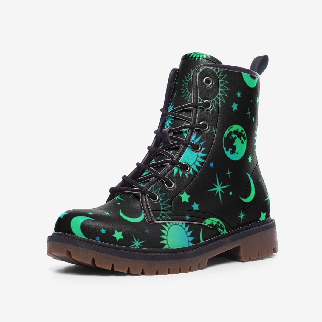 Goblincore Boots, Woodland Mushrooms Combat Boot, Vegan Combat Boots