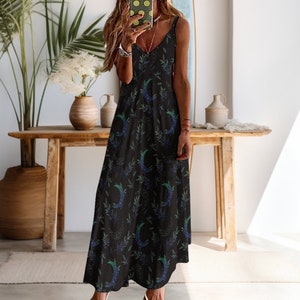 Abito maxi luna dei tarocchi celesti Abito maxi cottagecore scuro, abito maxi stregato, abito fata Grunge, abito maxi Whimsigoth, modello occulto