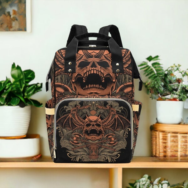Goth Diaper Bag Backpack Bats Cute Witchy Baby Shower Gift Insulated Travel Bottle Cooler Gothic Moms Dads New Parents Newborns