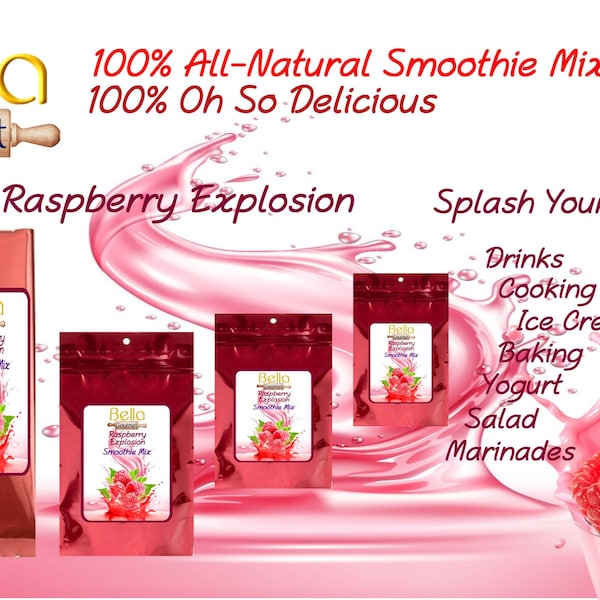 100% All-Natural Smoothie Mix - 12-Pack Smoothie Gift Set - Raspberry Explosion Smoothie Mix, Real Organic Fruits All Organic Ingredients