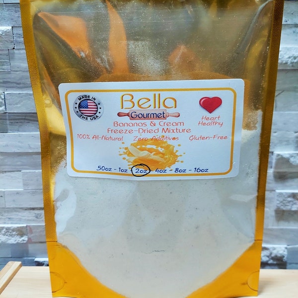 Bananas and Cream Freeze-Dried Powder - Make Your Own Bella Gourmet Oatmeal, Muffins, Cupcakes, Pancakes, and Waffles At Home! Get Creative!