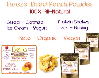 Peach Freeze-Dried Powder - Free Gift Jar/Spoon w/ 8oz or More Purchase - Coarse Grind Powder - Fine Grind Powder