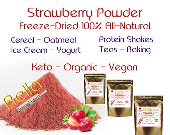 Freeze Dried Strawberry Powder Shaker Jar - Perfect For Topping All Of Your Favorite Foods - 100% All-Natural Organic Fruit Berry Powders