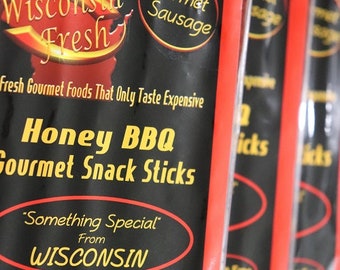 Honey BBQ Gourmet Snack Sticks - The Best Wisconsin Snack Stick Ever - Gluten Free - Military Gifts