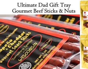 The Ultimate Daddy Snack Gifts- Sausage and Nuts Gift Tray - Last Minute Father's Day Gift Ideas For Dads Gourmet Sausage Variety Pack