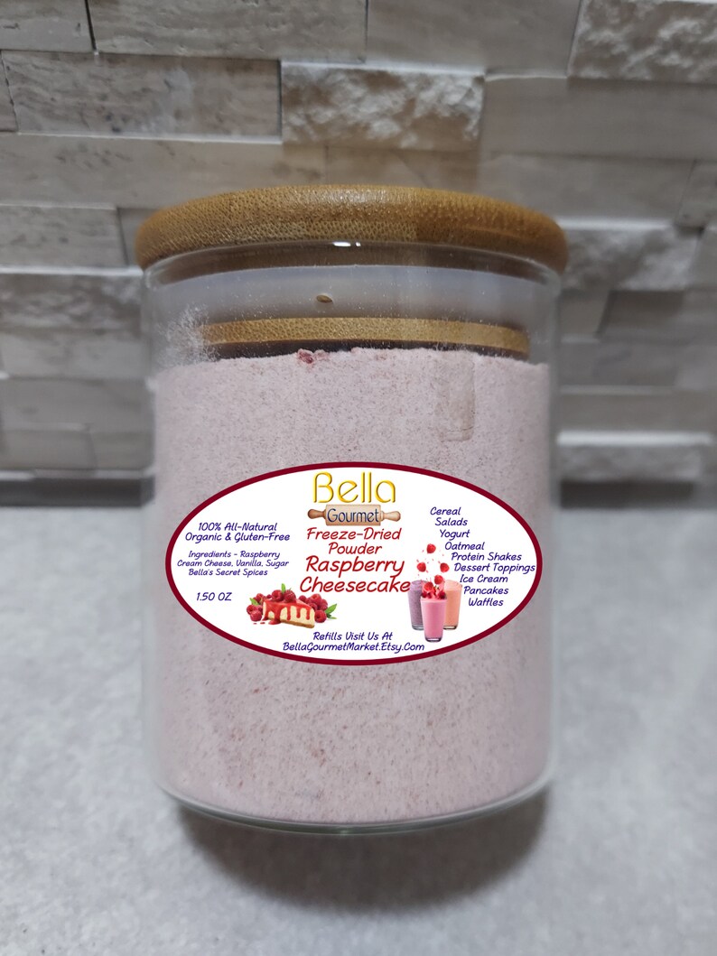 Strawberry Cheesecake Freeze Dried Fruit Dry Powder In A Beautiful Gift Jar w/ Bamboo Spoon Perfect Anytime Gift Put This On Everything Raspberry Cheesecake