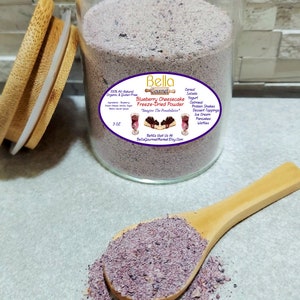 Blueberry Cheesecake Freeze Dried Fruit Dry Powder In A Beautiful Gift Jar w/ Bamboo Spoon - Perfect Anytime Gift - Put This On Everything