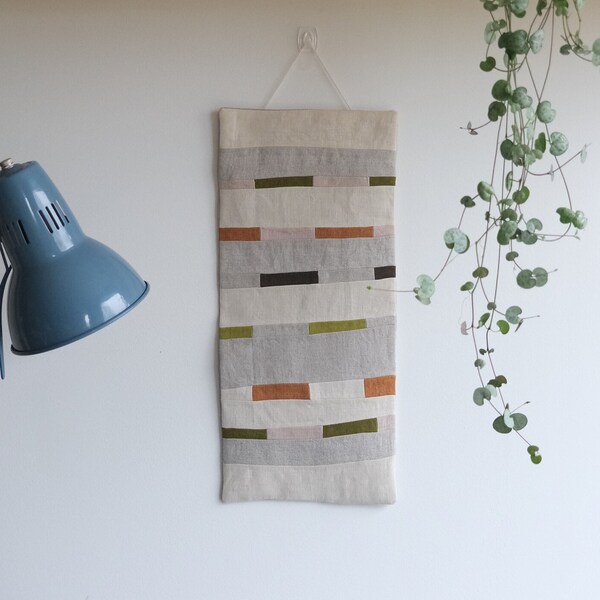 Minimal Striped Patchwork Wall Hanging