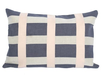 Modernes geometrisches Patchwork Leinenkissen
