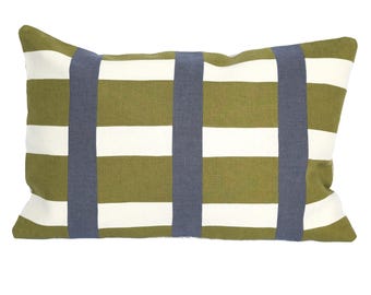 Modernes geometrisches Patchwork Leinenkissen