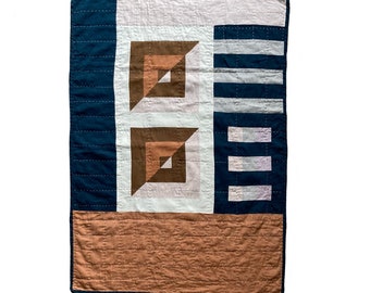 Moderne abstrakte Kunst Leinen Patchwork Quilt