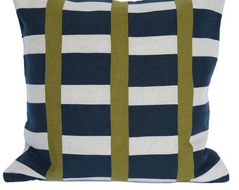 Modernes geometrisches Patchwork Leinenkissen