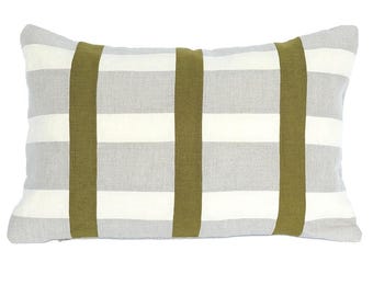 Modernes geometrisches Patchwork Leinenkissen