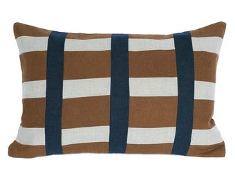 Modernes geometrisches Patchwork Leinenkissen