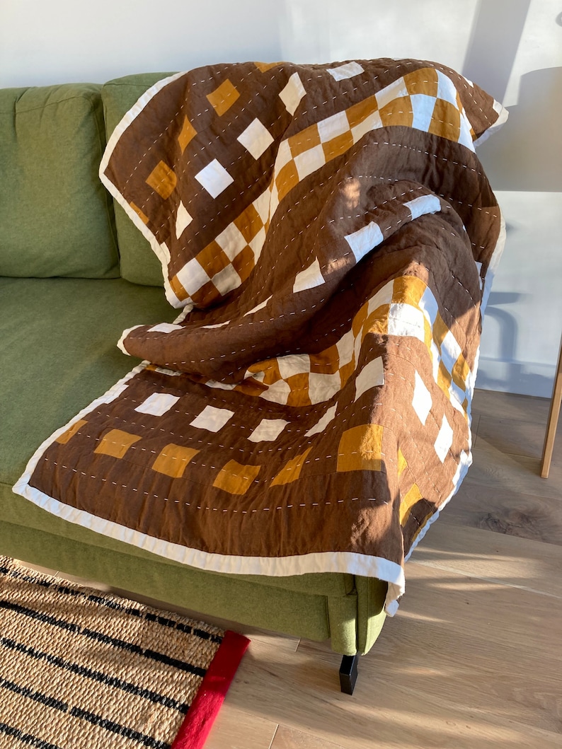 Modern Checkerboard Pattern Patchwork Quilt - Etsy