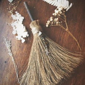 St Brigid’s cross besom, Witch besom, alter besom, witch broom, protection charm, energy cleansing, alter decoration, small besom, Imbolc