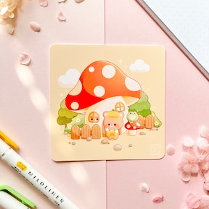Cute Mushroom House Cottage Core Art Print