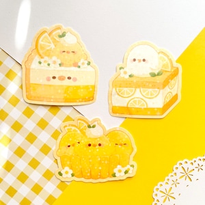 Cute Lemon Duck Desserts Sticker | Journal, laptop, bottle, planner sticker | Holographic Waterproof Sticker | Weatherproof sticker |