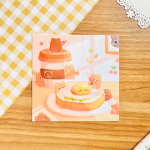Egg Toast Breakfast with Cute Bears Art Print