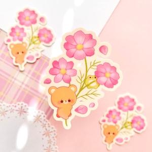 Cosmos Birth Month Flower Sticker | Journal, laptop, bottle, planner sticker | Waterproof Sticker | Weatherproof sticker |