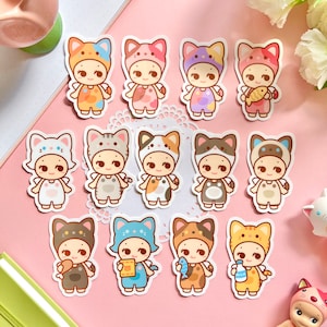 Cat Life Sonny Angel Sticker | Journal, ordinateur portable, bouteille, autocollant pour agenda | Sticker imperméable mat |