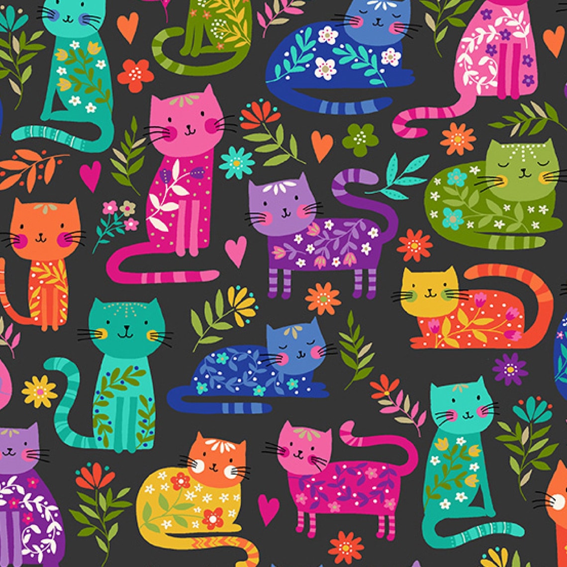 Katie's Cats Fabric by Makower 100 Cotton 112cm Etsy